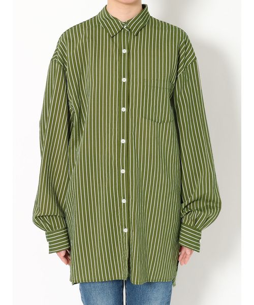 Ungrid（アングリッド）の「ストライプビッグルーズシャツ（シャツ/ブラウス・レディース・ベージュ/カーキ・FREE）」の6枚目の写真