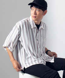 WEGO | WEGO/ワイドストライプ開襟5分袖オーバーシャツ(シャツ/ブラウス)