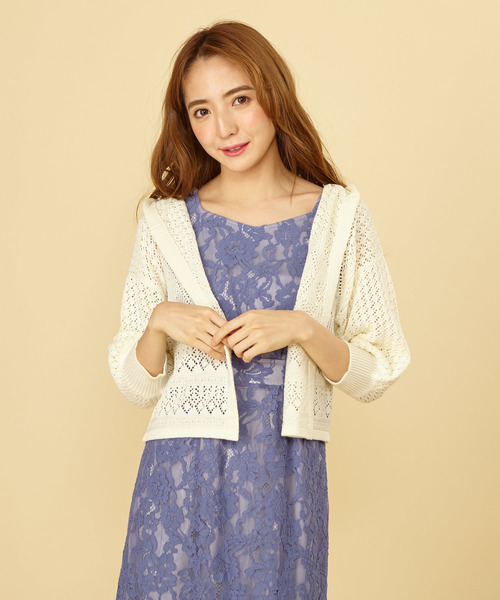 かぎ編みパーカー ARMY TWILL】MESH かぎ編み メッシュパーカー 7分袖 | FREDY