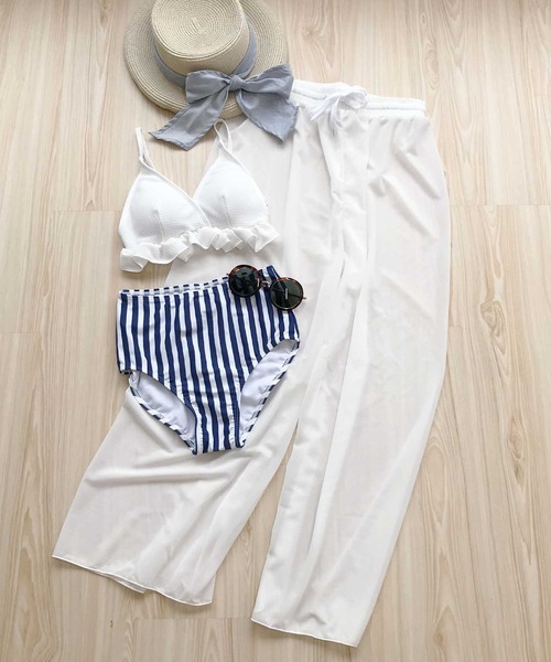 セール フリル ストライプ セットビキニ 3点セット 水着 水着 Osyarevo オシャレボ のファッション通販 Zozotown