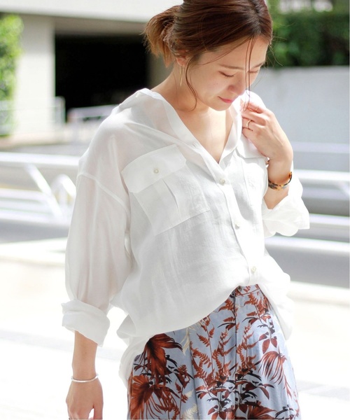 セール】ウォッシャブルリヨセルローンロングシャツ◇（シャツ 