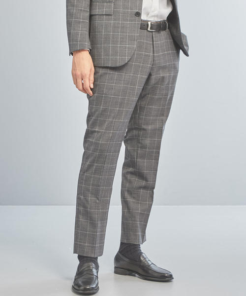 WORK TRIP OUTFITS GREEN LABEL RELAXING(ワークトリップアウトフィッツグリーンレーベル リラクシング)の「【WORK TRIP OUTFITS】TW/PU チェック スタンダード NP.(スーツパンツ・メンズ・グレー/ネイビー・XS/72/XL/88/S/76/M/80/L/84/XXS/70)」の2枚目の写真