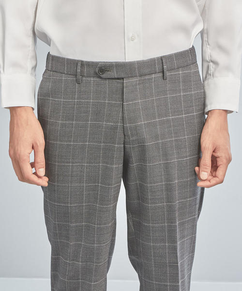 WORK TRIP OUTFITS GREEN LABEL RELAXING(ワークトリップアウトフィッツグリーンレーベル リラクシング)の「【WORK TRIP OUTFITS】TW/PU チェック スタンダード NP.(スーツパンツ・メンズ・グレー/ネイビー・XS/72/XL/88/S/76/M/80/L/84/XXS/70)」の9枚目の写真