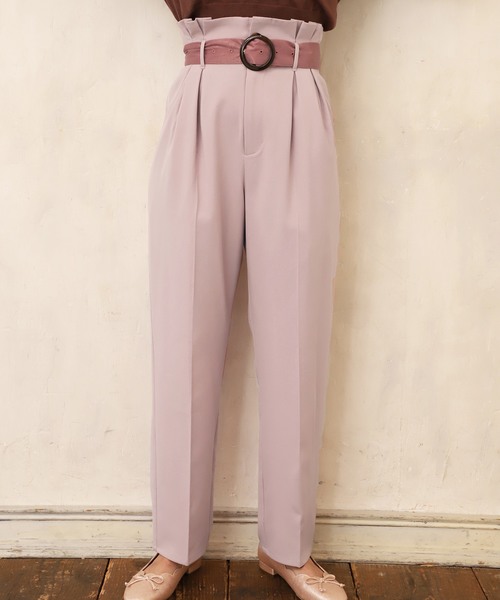 one after another NICE CLAUP（ワンアフターアナザーナイスクラップ）の「ベルト付きテーパードパンツ（その他パンツ・レディース・レンガ/アイボリー/ピンク・FREE）」の2枚目の写真