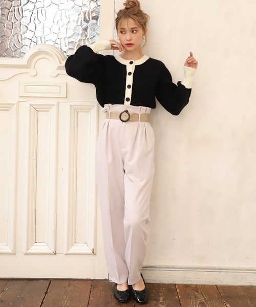 one after another NICE CLAUP（ワンアフターアナザーナイスクラップ）の「ベルト付きテーパードパンツ（その他パンツ・レディース・レンガ/アイボリー/ピンク・FREE）」の5枚目の写真