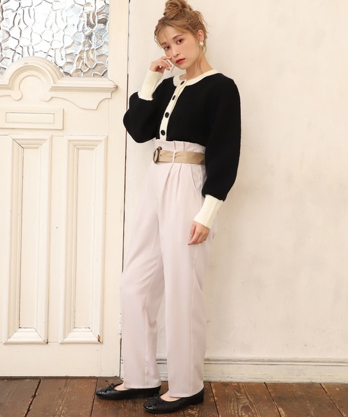 one after another NICE CLAUP（ワンアフターアナザーナイスクラップ）の「ベルト付きテーパードパンツ（その他パンツ・レディース・レンガ/アイボリー/ピンク・FREE）」の7枚目の写真