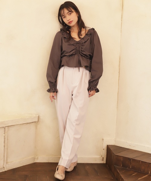 one after another NICE CLAUP（ワンアフターアナザーナイスクラップ）の「ベルト付きテーパードパンツ（その他パンツ・レディース・レンガ/アイボリー/ピンク・FREE）」の8枚目の写真