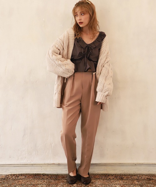 one after another NICE CLAUP（ワンアフターアナザーナイスクラップ）の「ベルト付きテーパードパンツ（その他パンツ・レディース・レンガ/アイボリー/ピンク・FREE）」の9枚目の写真