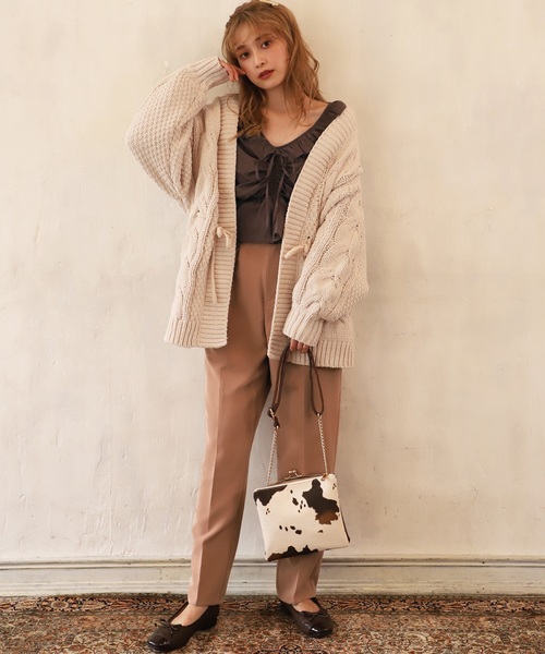 one after another NICE CLAUP（ワンアフターアナザーナイスクラップ）の「ベルト付きテーパードパンツ（その他パンツ・レディース・レンガ/アイボリー/ピンク・FREE）」の10枚目の写真