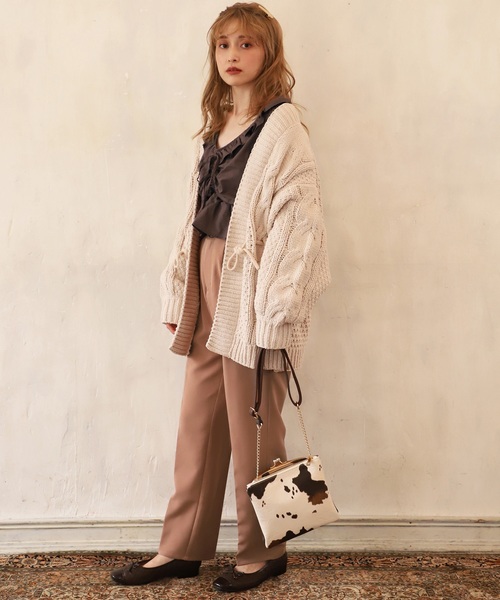 one after another NICE CLAUP（ワンアフターアナザーナイスクラップ）の「ベルト付きテーパードパンツ（その他パンツ・レディース・レンガ/アイボリー/ピンク・FREE）」の11枚目の写真