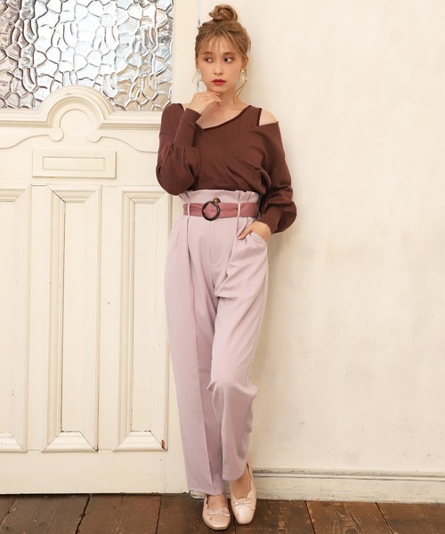 one after another NICE CLAUP（ワンアフターアナザーナイスクラップ）の「ベルト付きテーパードパンツ（その他パンツ・レディース・レンガ/アイボリー/ピンク・FREE）」の12枚目の写真