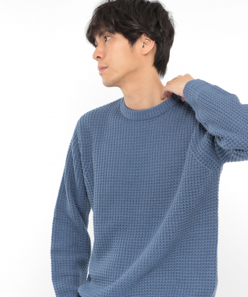 LAKOLE（ラコレ）の「アクリルワッフルニットプルオーバー / LAKOLE（ニット/セーター・メンズ・ブラック/ベージュ/レッド/ブルー/グリーン/キャメル/マスタード/チャコール/ブラウン/オリーブ・MEDIUM/LARGE）」の7枚目の写真