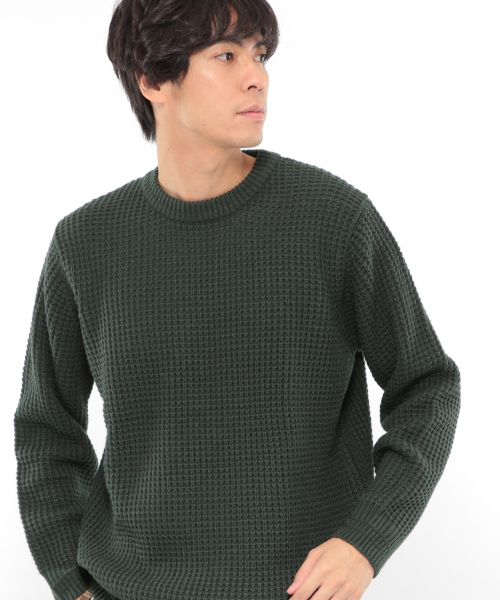 LAKOLE（ラコレ）の「アクリルワッフルニットプルオーバー / LAKOLE（ニット/セーター・メンズ・ブラック/ベージュ/レッド/ブルー/グリーン/キャメル/マスタード/チャコール/ブラウン/オリーブ・MEDIUM/LARGE）」の6枚目の写真