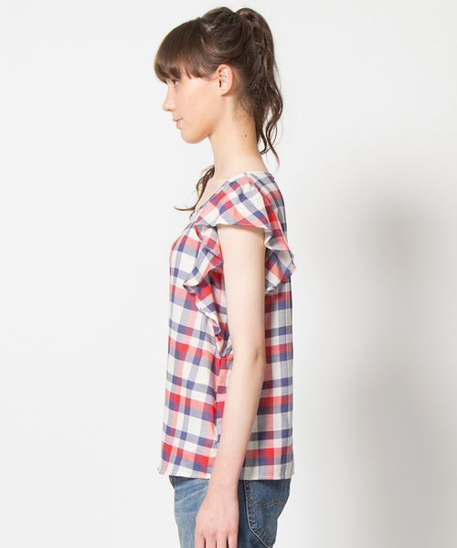 ROPE' PICNIC（ロペピクニック）の「コットンツイルガーゼ袖フリルブラウス（シャツ/ブラウス・レディース・イエロー/ブルー/レッド/オフホワイト・38）」の8枚目の写真