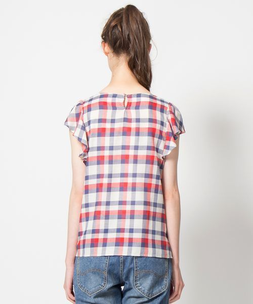 ROPE' PICNIC（ロペピクニック）の「コットンツイルガーゼ袖フリルブラウス（シャツ/ブラウス・レディース・イエロー/ブルー/レッド/オフホワイト・38）」の9枚目の写真