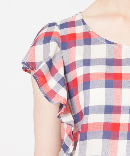 ROPE' PICNIC（ロペピクニック）の「コットンツイルガーゼ袖フリルブラウス（シャツ/ブラウス・レディース・イエロー/ブルー/レッド/オフホワイト・38）」の11枚目の写真