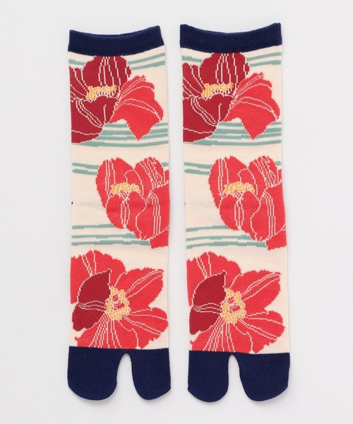 カヤ(カヤ)の「【カヤ】足袋型くつ下23~25cm けしの花(ソックス/靴下・レディース・ホワイト/レッド/イエロー・FREE)」の3枚目の写真
