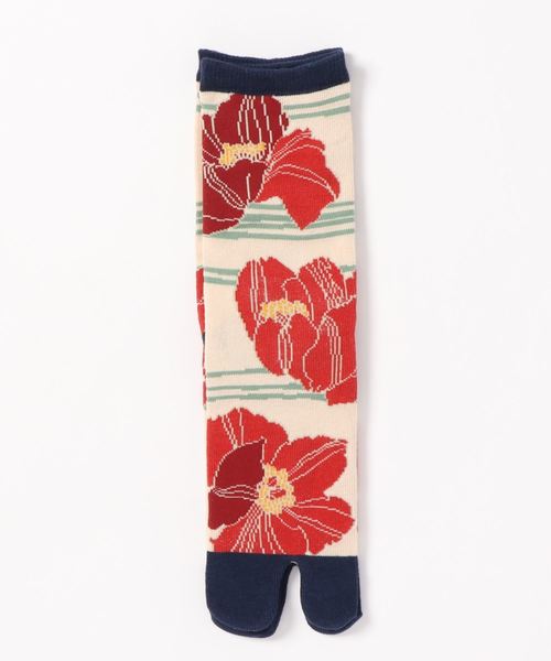 カヤ(カヤ)の「【カヤ】足袋型くつ下23~25cm けしの花(ソックス/靴下・レディース・ホワイト/レッド/イエロー・FREE)」の4枚目の写真