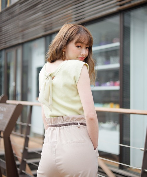 LIPSERVICE（リップサービス）の「2wayリボンノースリカラーニット（ニット/セーター・レディース・ホワイト/ブラック/ベージュ/ライム/オレンジ系その他・FREE）」の8枚目の写真