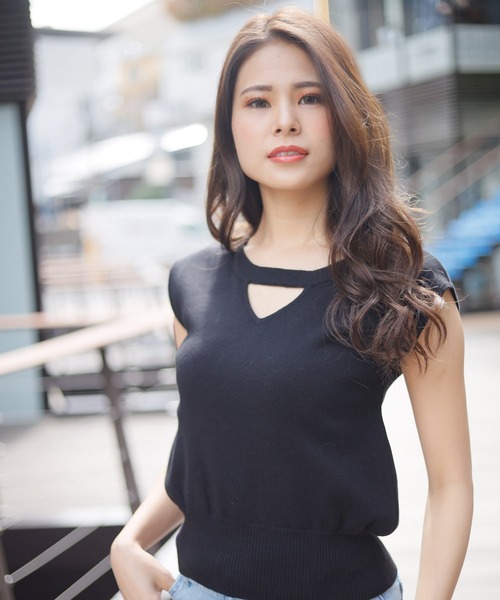 LIPSERVICE（リップサービス）の「2wayリボンノースリカラーニット（ニット/セーター・レディース・ホワイト/ブラック/ベージュ/ライム/オレンジ系その他・FREE）」の11枚目の写真