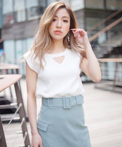 LIPSERVICE（リップサービス）の「2wayリボンノースリカラーニット（ニット/セーター・レディース・ホワイト/ブラック/ベージュ/ライム/オレンジ系その他・FREE）」の13枚目の写真