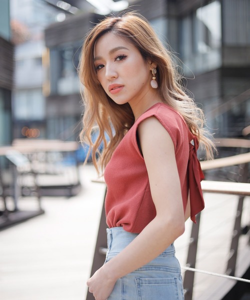 LIPSERVICE（リップサービス）の「2wayリボンノースリカラーニット（ニット/セーター・レディース・ホワイト/ブラック/ベージュ/ライム/オレンジ系その他・FREE）」の14枚目の写真