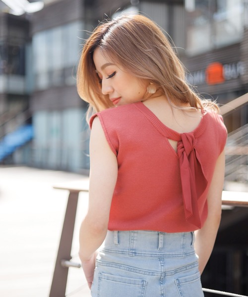 LIPSERVICE（リップサービス）の「2wayリボンノースリカラーニット（ニット/セーター・レディース・ホワイト/ブラック/ベージュ/ライム/オレンジ系その他・FREE）」の15枚目の写真