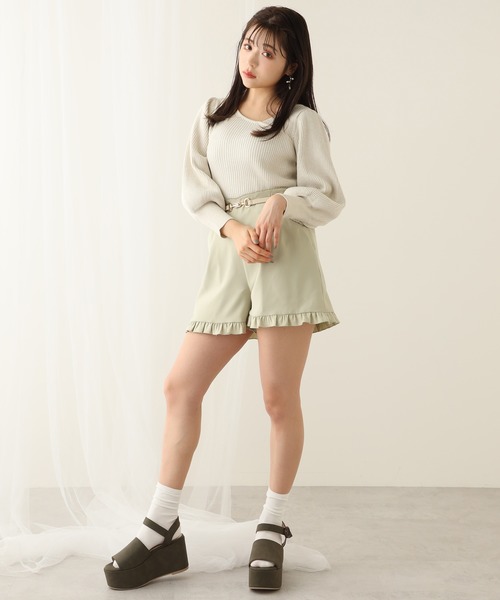 one after another NICE CLAUP（ワンアフターアナザーナイスクラップ）の「バックレースアップラメニット（ニット/セーター・レディース・オフホワイト/グレー/ベージュ/パープル・FREE）」の14枚目の写真