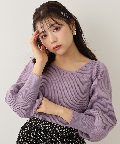 one after another NICE CLAUP（ワンアフターアナザーナイスクラップ）の「バックレースアップラメニット（ニット/セーター・レディース・オフホワイト/グレー/ベージュ/パープル・FREE）」の5枚目の写真