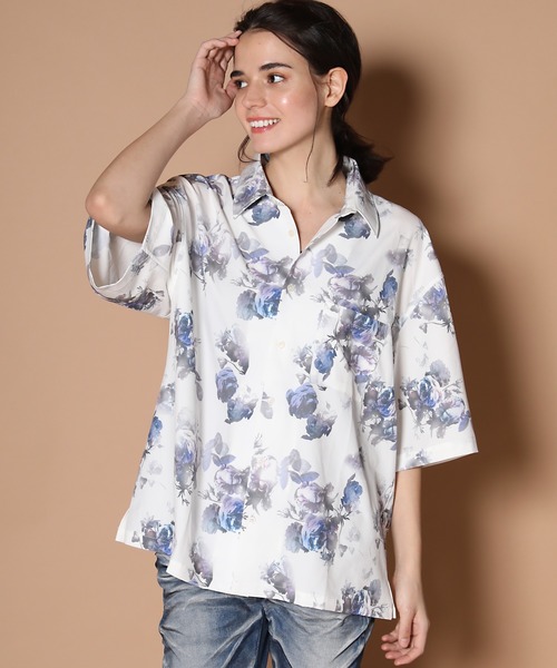 Luv maison(ラブメゾン)の「グラデーションダークフラワー 半袖シャツ(シャツ/ブラウス・メンズ・ホワイト/ブラック系その他2/ブラック・M/L/XL)」の22枚目の写真