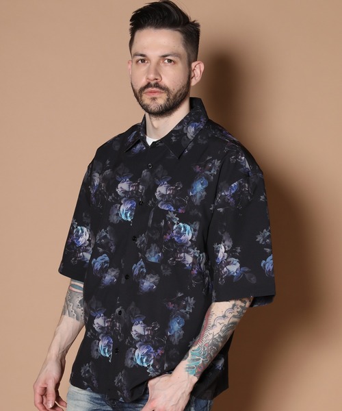 Luv maison(ラブメゾン)の「グラデーションダークフラワー 半袖シャツ(シャツ/ブラウス・メンズ・ホワイト/ブラック系その他2/ブラック・M/L/XL)」の18枚目の写真