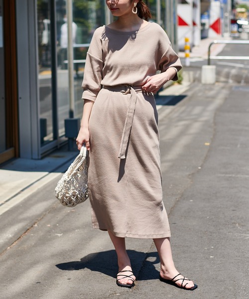 natural couture（ナチュラルクチュール）の「前後2WAYしっかりリブワンピース（ワンピース・レディース・ブラック/ベージュ/ブルー/アイボリー/ミント・FREE）」の3枚目の写真