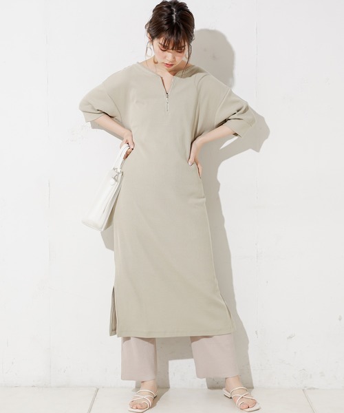 natural couture（ナチュラルクチュール）の「前後2WAYしっかりリブワンピース（ワンピース・レディース・ブラック/ベージュ/ブルー/アイボリー/ミント・FREE）」の4枚目の写真