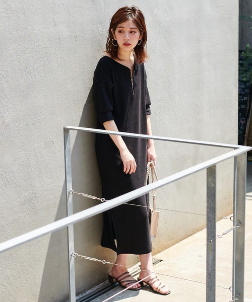 natural couture（ナチュラルクチュール）の「前後2WAYしっかりリブワンピース（ワンピース・レディース・ブラック/ベージュ/ブルー/アイボリー/ミント・FREE）」の2枚目の写真