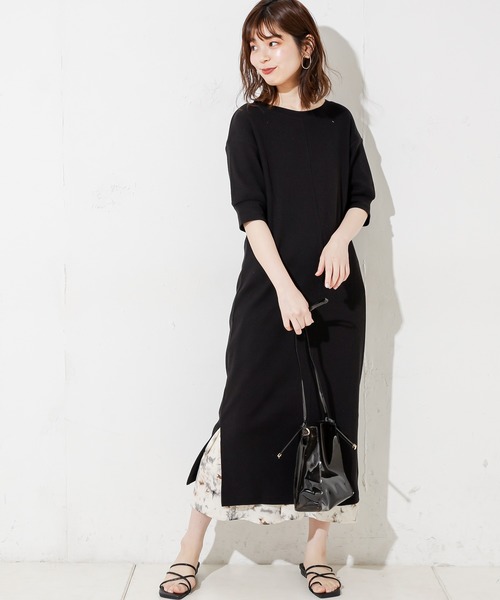 natural couture（ナチュラルクチュール）の「前後2WAYしっかりリブワンピース（ワンピース・レディース・ブラック/ベージュ/ブルー/アイボリー/ミント・FREE）」の10枚目の写真