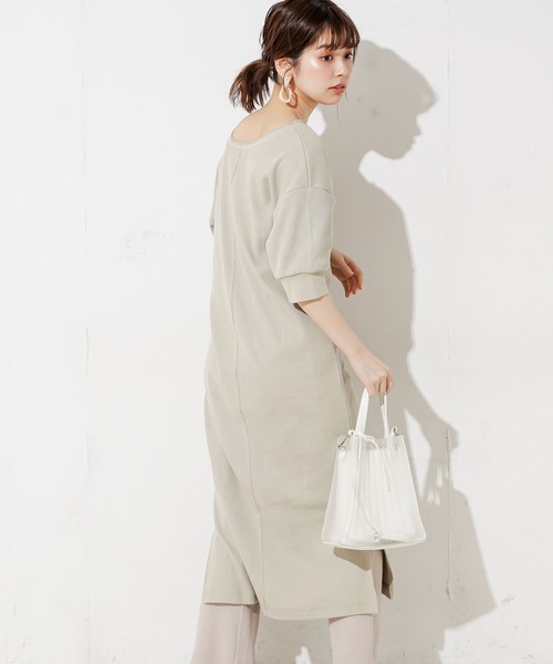 natural couture（ナチュラルクチュール）の「前後2WAYしっかりリブワンピース（ワンピース・レディース・ブラック/ベージュ/ブルー/アイボリー/ミント・FREE）」の17枚目の写真