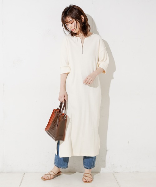 natural couture（ナチュラルクチュール）の「前後2WAYしっかりリブワンピース（ワンピース・レディース・ブラック/ベージュ/ブルー/アイボリー/ミント・FREE）」の7枚目の写真