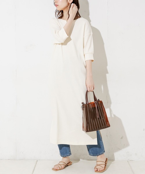 natural couture（ナチュラルクチュール）の「前後2WAYしっかりリブワンピース（ワンピース・レディース・ブラック/ベージュ/ブルー/アイボリー/ミント・FREE）」の6枚目の写真