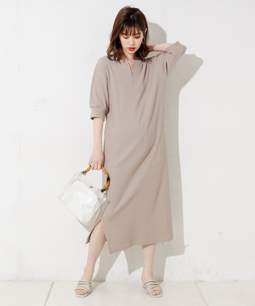 natural couture（ナチュラルクチュール）の「前後2WAYしっかりリブワンピース（ワンピース・レディース・ブラック/ベージュ/ブルー/アイボリー/ミント・FREE）」の12枚目の写真