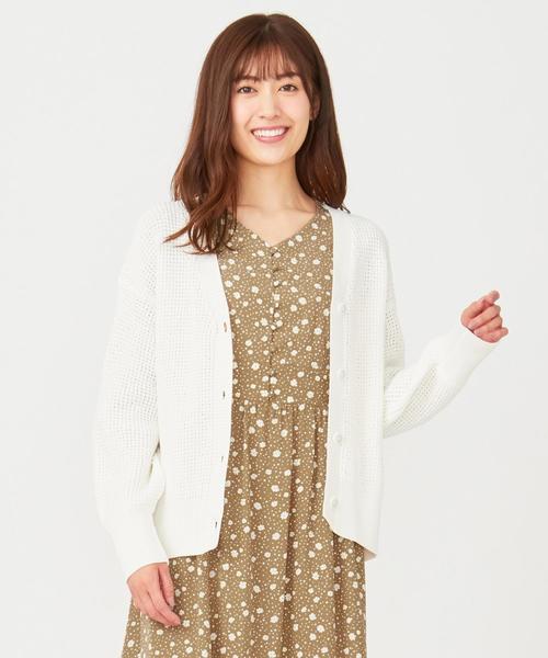ANY SIS(エニィスィス)の「【洗える】ワッフル カーディガン(カーディガン/ボレロ・レディース・ホワイト系/ベージュ系・2)」の1枚目の写真