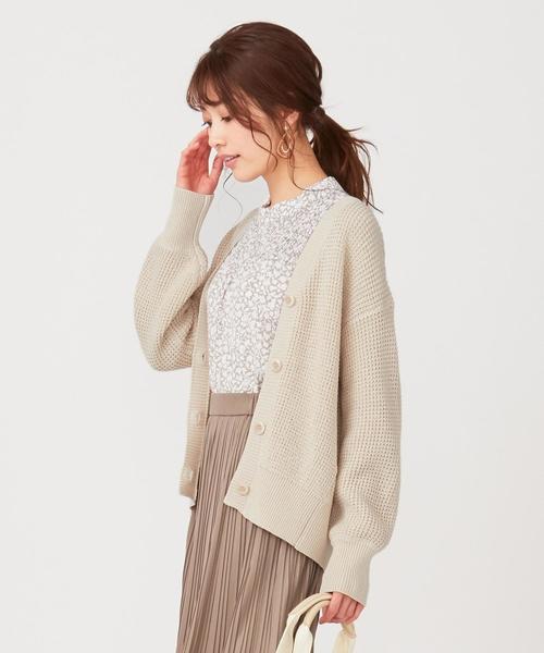 ANY SIS(エニィスィス)の「【洗える】ワッフル カーディガン(カーディガン/ボレロ・レディース・ホワイト系/ベージュ系・2)」の2枚目の写真