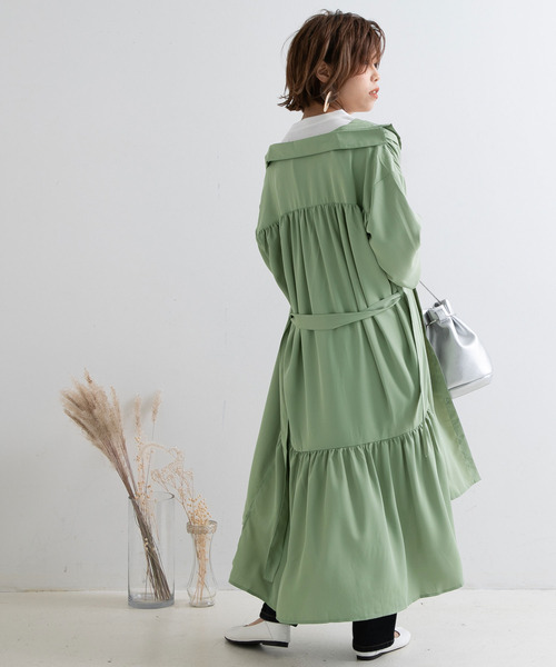 Newlyme（ニューリーミー）の「ロングシャツワンピース【R】（ワンピース・レディース・ピンク/グリーン/モカ・M-L）」の3枚目の写真