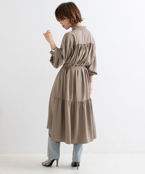 Newlyme（ニューリーミー）の「ロングシャツワンピース【R】（ワンピース・レディース・ピンク/グリーン/モカ・M-L）」の6枚目の写真