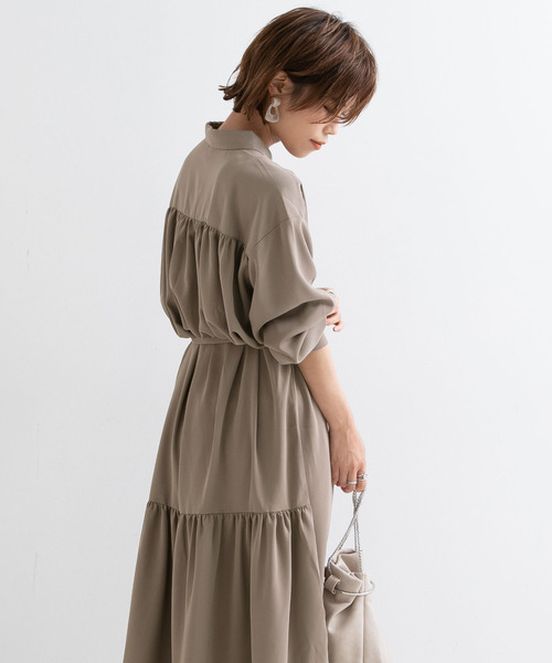 Newlyme（ニューリーミー）の「ロングシャツワンピース【R】（ワンピース・レディース・ピンク/グリーン/モカ・M-L）」の10枚目の写真