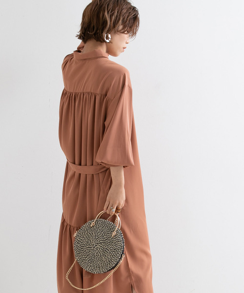 Newlyme（ニューリーミー）の「ロングシャツワンピース【R】（ワンピース・レディース・ピンク/グリーン/モカ・M-L）」の16枚目の写真