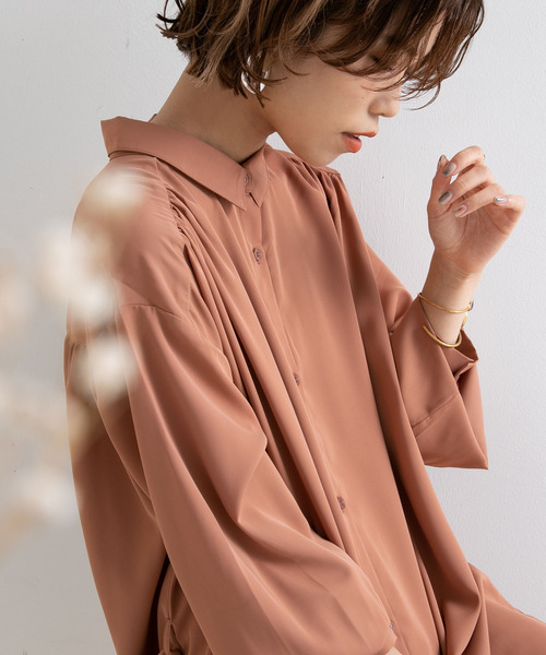 Newlyme（ニューリーミー）の「ロングシャツワンピース【R】（ワンピース・レディース・ピンク/グリーン/モカ・M-L）」の19枚目の写真