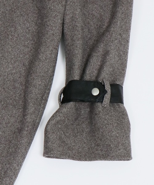 &g'aime（アンジェム）の「【&g'aime】ヘリンボーンノーカラーロングコート（チェスターコート・レディース・ブラック/ブラウン・FREE）」の21枚目の写真