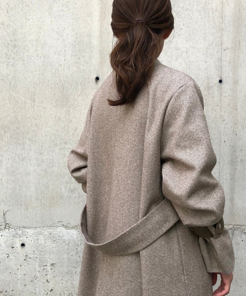 &g'aime（アンジェム）の「【&g'aime】ヘリンボーンノーカラーロングコート（チェスターコート・レディース・ブラック/ブラウン・FREE）」の15枚目の写真