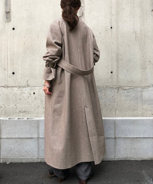 &g'aime（アンジェム）の「【&g'aime】ヘリンボーンノーカラーロングコート（チェスターコート・レディース・ブラック/ブラウン・FREE）」の14枚目の写真
