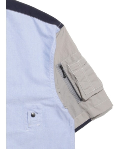 styles（スタイルス）の「EASTLOGUE MA-1 HALF SHIRT 1720SSHS03（シャツ/ブラウス・メンズ・ライトブルー/ネイビー・MEDIUM/LARGE）」の5枚目の写真